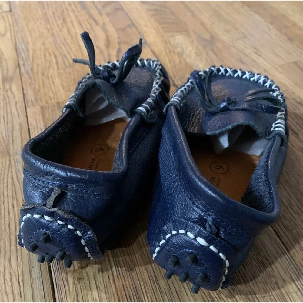NWOT Augusta Baby Collections Navy Leather Loafers Kids 9 Preppy Old Money